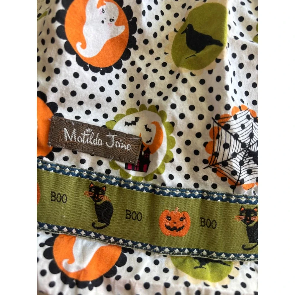 Matilda Jane Halloween Under My Spell Dress Girls Size 2 Polka Dot Pumpkin Ghost